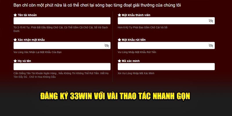 Đăng ký 33WIN với vài thao tác nhanh gọn